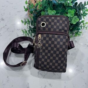 NWOT - Checkered Crossbody Bag with Gold Accents